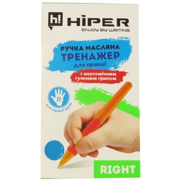 Ручка масляна тренажер Hiper синя для правші HO-251R фото
