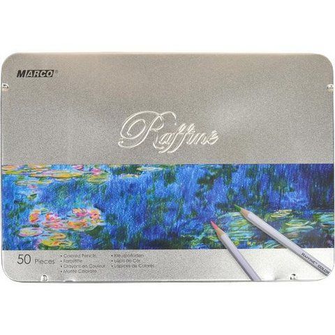 Кольорові олівці Marco Raffine 50 кольорів в металевій упаковці 7100-50TN фото