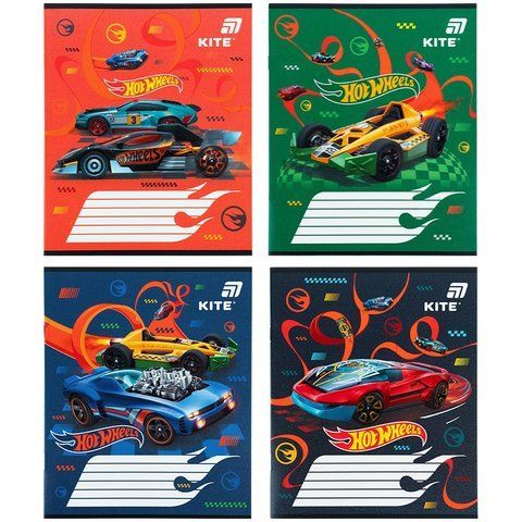 Зошит шкільний в косу лінію 12 аркушів Kite Hot Wheels HW26-235 фото