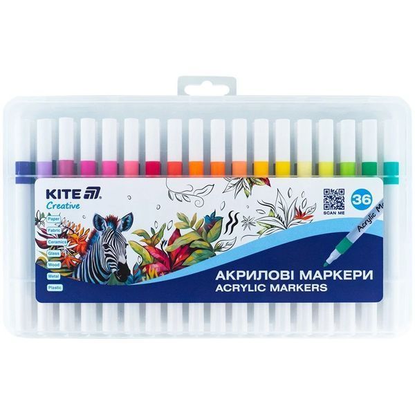 Акрилові маркери 36 шт Kite Creative круглі K-1158 фото