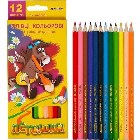 Кольорові олівці Marco Пегашка 12 кольорів 1010-12CB фото