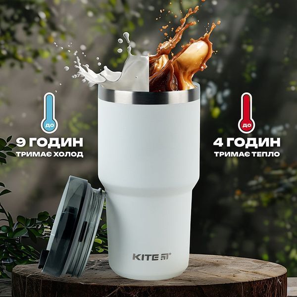 Термокружка Kite, 600 мл, біла K24-1206-3 фото