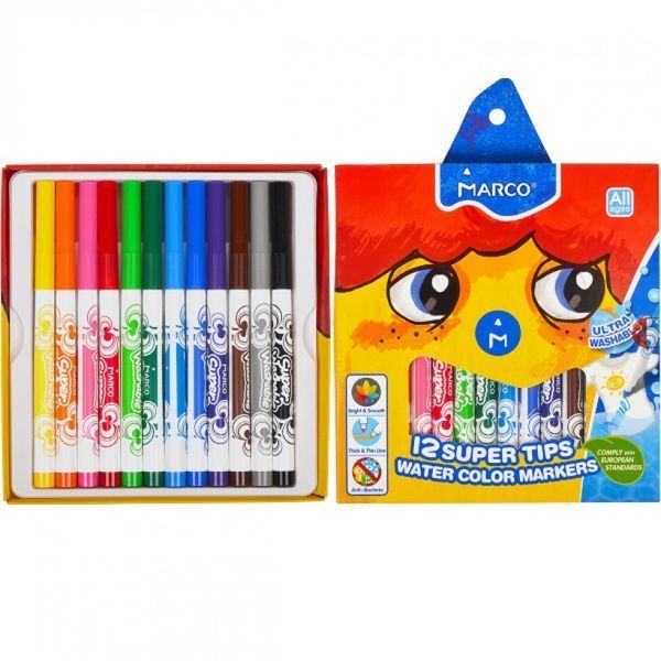 Фломастери на водній основі 12 кольорів, MARCO Super Washable 1630-12CB фото