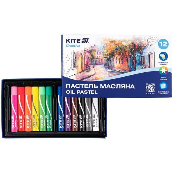 Пастель масляна (олійна) Kite Creative 12 кольорів K-200-12 фото