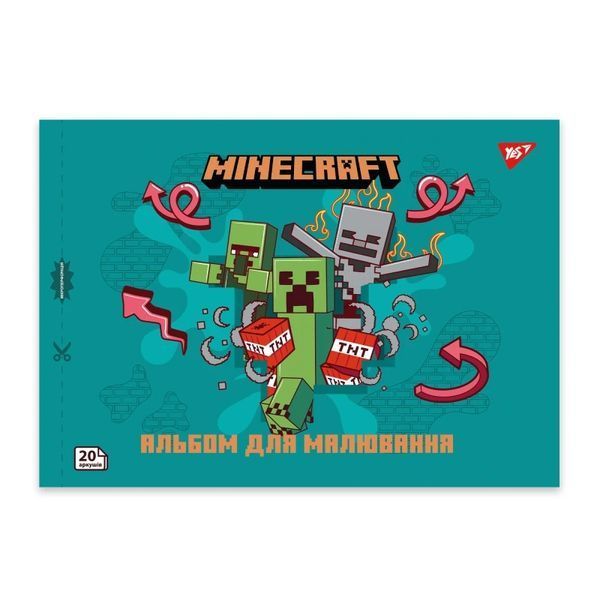 Альбом для малювання на скобі Yes 20 аркушів, Minecraft в асортименті 130596 фото