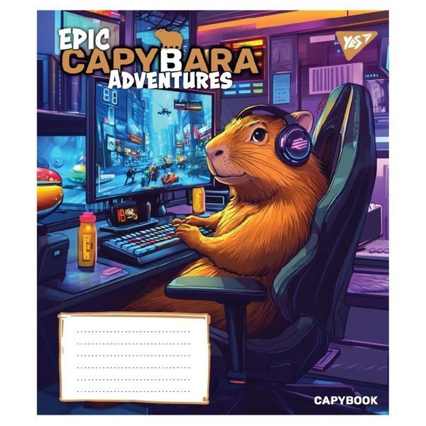 Зошит шкільний в лінію 24 аркуші YES, Epic Capybara 767797 фото