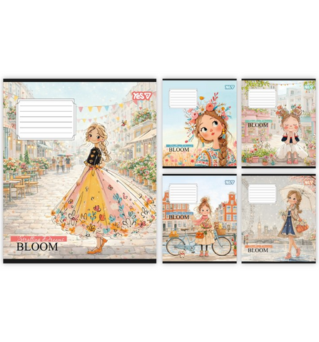 Зошит шкільний в косу лінію 12 аркушів YES, Strolling dreams (5 видів) 768696 фото