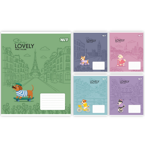 Зошит шкільний в косу лінію 12 аркушів YES, Stay lovely (5 видів) 768767 фото