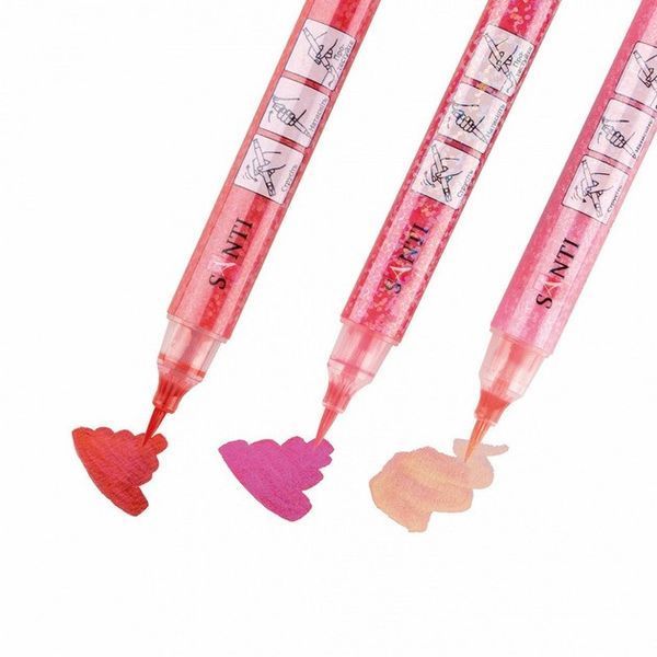 Набір маркерів акварельних SANTI Glitter Brush, відтінки червоного, 3 шт 390768 фото