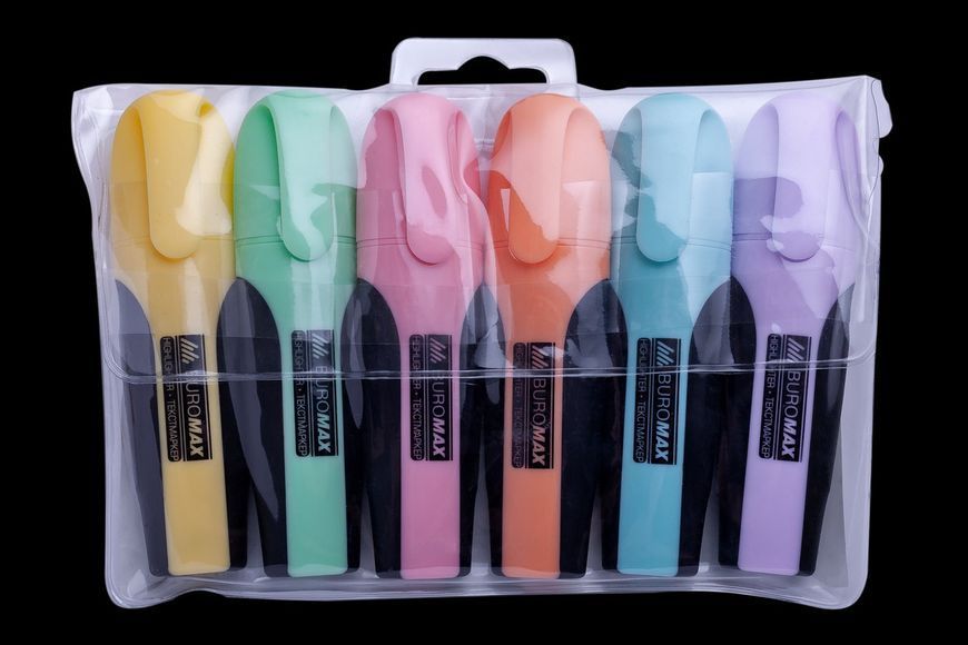 Маркери для виділення тексту BUROMAX PASTEL 6 шт пастельні кольори 8905-96 фото