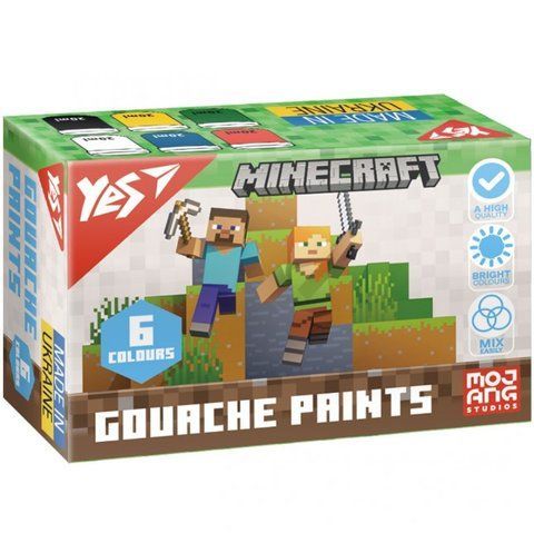 Гуаш YES Minecraft 6 кольорів по 20 мл 230405 фото
