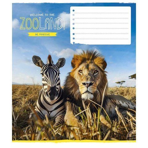 Зошит шкільний в клітинку 12 аркушів Школярик, Zooland (5 видів) 012-3472K фото