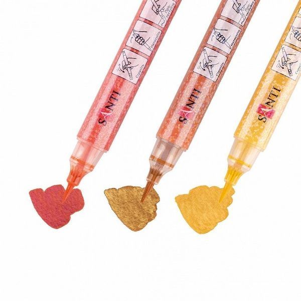 Набір маркерів акварельних SANTI Glitter Brush, відтінки жовтого, 3 шт 390772 фото
