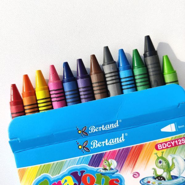 Олівці кольорові воскові Bertand 12 кольорів BDCY12S фото