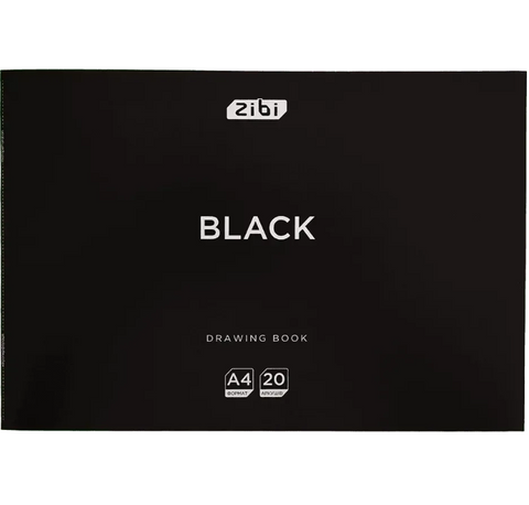 Альбом для малювання на скобі Zibi BLACK 20 аркушів, чорний ZB.1423-01 фото