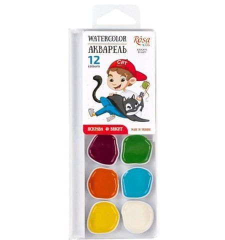Фарби акварельні ROSA Kids 12 кольорів 301203 фото