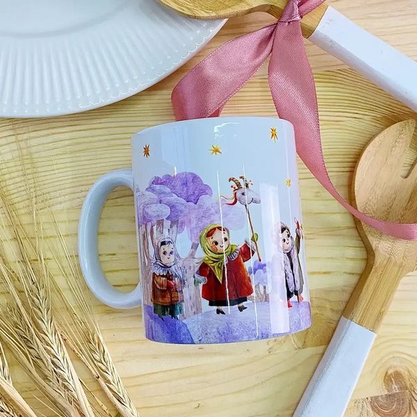 Чашка керамічна з принтом "Колядники" 330 мл KR_25NG003 фото