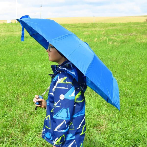Складна парасолька напівавтомат з подвійною тканиною Top Rain, синя 136-2 фото