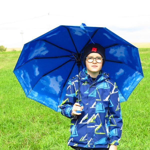 Складна парасолька напівавтомат з подвійною тканиною Top Rain, синя 136-2 фото