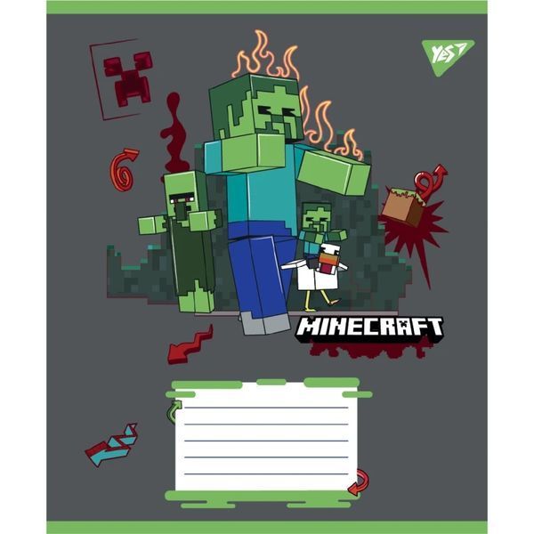 Зошит шкільний в клітинку 24 аркуша YES, Minecraft Heroes (5 видів) 767581 фото