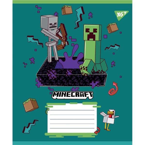 Зошит шкільний в клітинку 24 аркуша YES, Minecraft Heroes (5 видів) 767581 фото