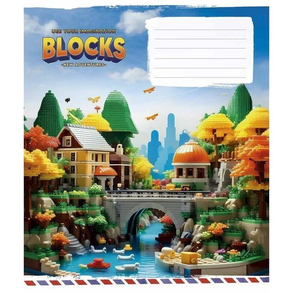 Зошит шкільний в клітинку 12 аркушів Школярик, Lucky blocks (5 видів) 012-3400K фото