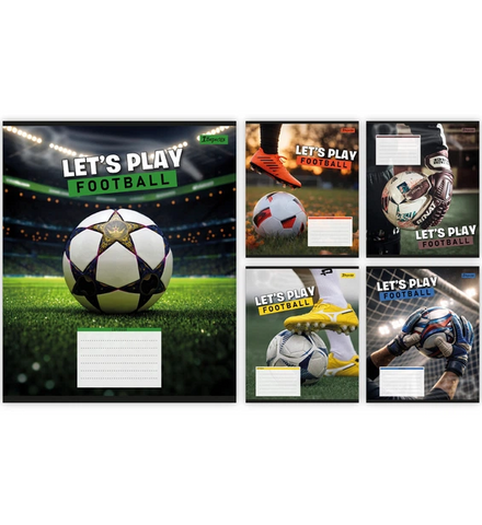 Зошит шкільний в косу лінію 12 аркушів 1Вересня, Let's play football (5 видів) 768749 фото
