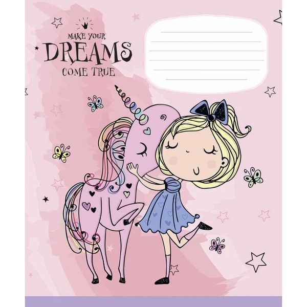 Зошит шкільний в лінію 12 аркушів Школярик, Dreams з глітером (5 видів) 012-2970L фото