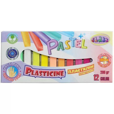 Пластилін Class Чисті руки 12 кольорів 200 г PASTEL ECO пастельні кольори 7653 фото