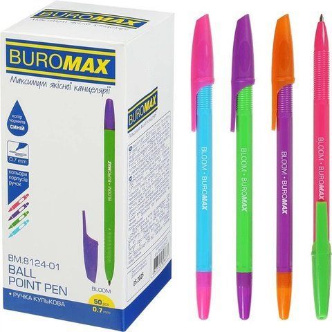 Ручка масляна Buromax BLOOM синя 0,7 мм BM.8124-01 фото