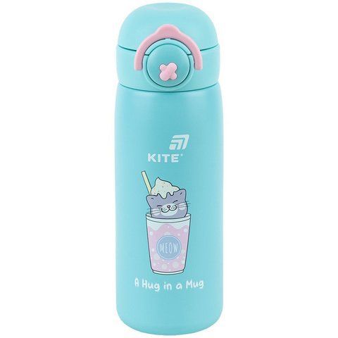 Термос з кнопкою Kite Hug in mug, 430 мл, бірюзовий K25-1221-1 фото