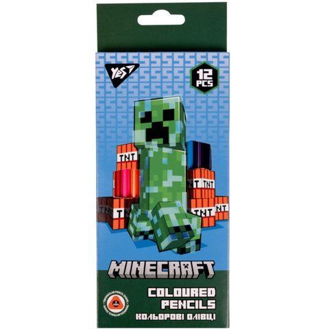 Олівці кольорові Yes Minecraft трикутні 12 кольорів 290701 фото