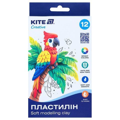 Пластилін восковий Kite Creative 12 кольорів, 200 г K-086 фото
