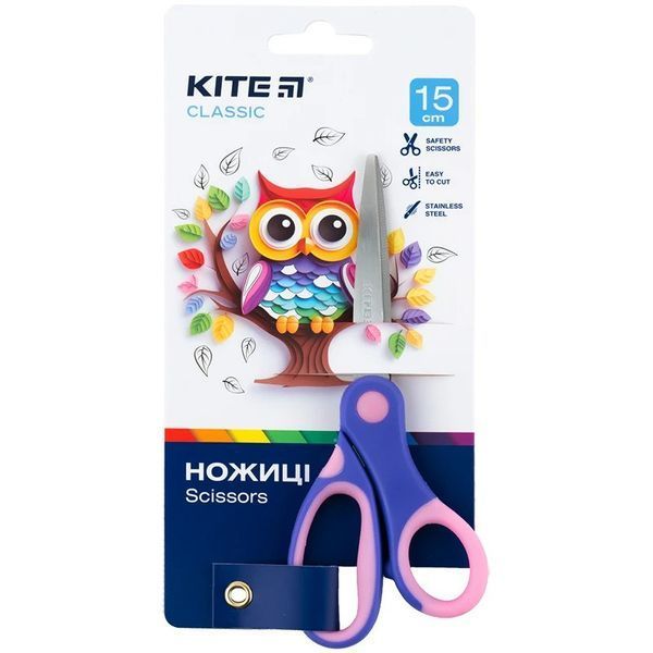 Дитячі ножиці канцелярські Kite 150 мм прорезинені ергономічні ручки рожеві K-126-1 фото